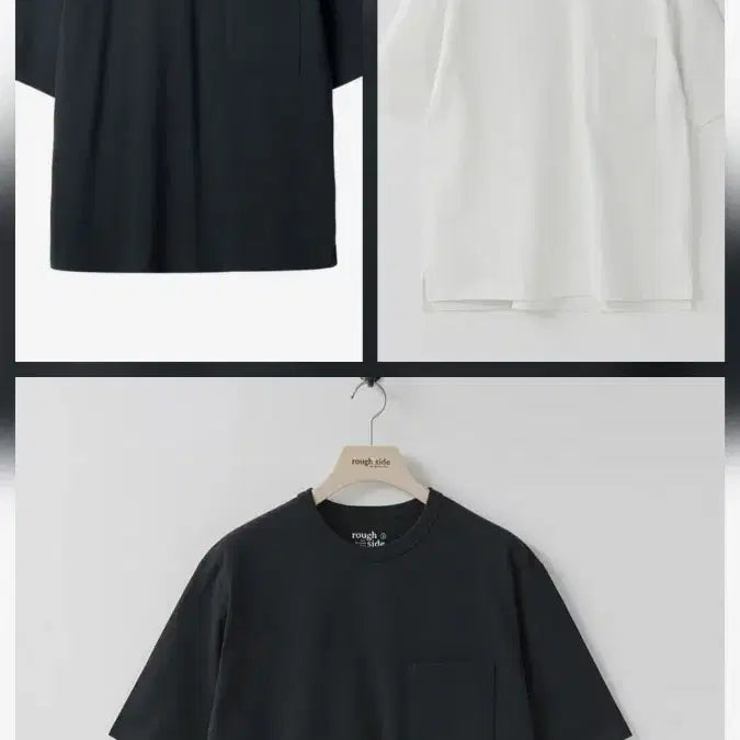 [BUNJANG] Roughside Pocket T-Shirt Black/White/Navy / 러프사이드 포켓 반팔티 블랙/화이트/네이비