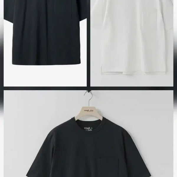[BUNJANG] Roughside Pocket T-Shirt Black/White/Navy / 러프사이드 포켓 반팔티 블랙/화이트/네이비