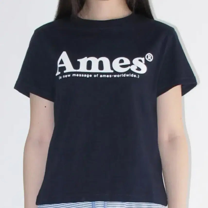 [BUNJANG] AMIES Basic Logo Short Sleeve T-Shirt Navy S / 아메스 베이직 로고 반팔 여성 네이비 S