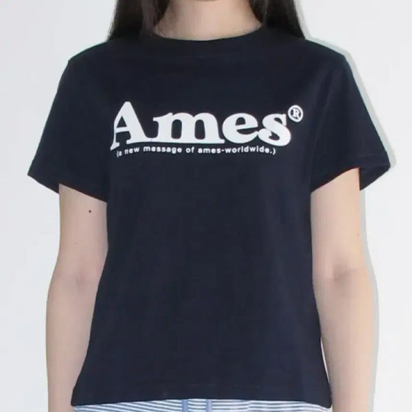 [BUNJANG] AMIES Basic Logo Short Sleeve T-Shirt Navy S / 아메스 베이직 로고 반팔 여성 네이비 S