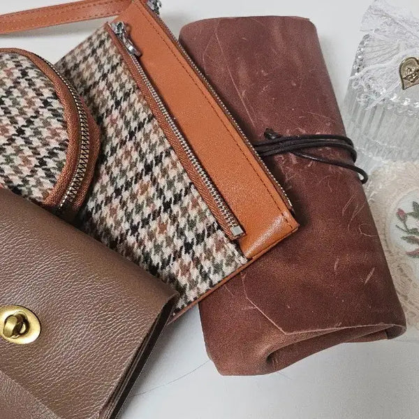 [BUNJANG] Vintage Scrapbooking Pouch Set with Storage Box / 빈티지다꾸 가위보관 파우치, 보관함 일괄