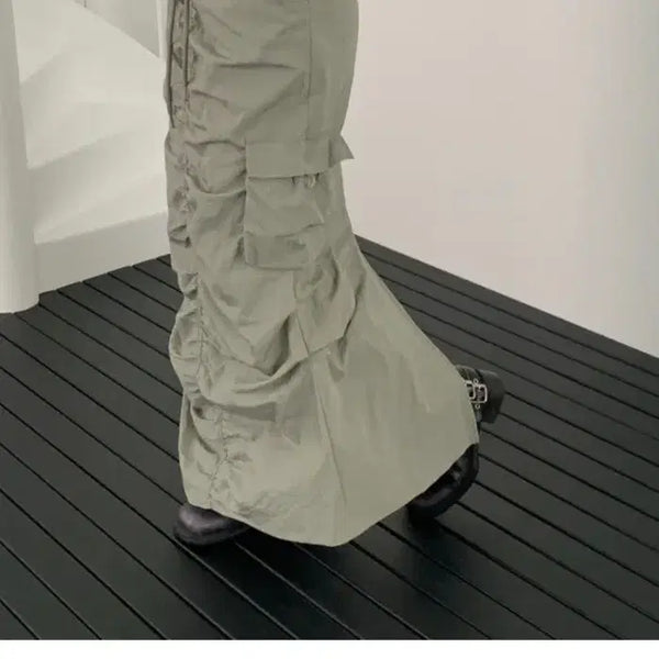 [BUNJANG] Revcity Anorak Fold Long Skirt / 레브시티 아노락 폴드 롱 스커트
