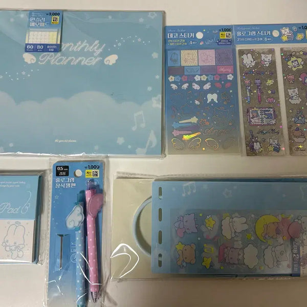 [BUNJANG] Daiso Angelcore Sticker Memo Pad & Ballpoint Pen Bundle (Sealed) / 다이소 엔젤코어 스티커 메모지 볼팬 일괄 미개봉