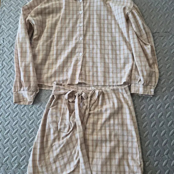 [BUNJANG] Check Two-Piece Set Free Size / 체크 투피스 세트 프리사이즈