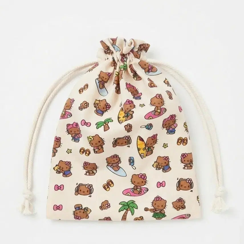 [BUNJANG] Tanning Hello Kitty Drawstring Pouch (Surfing) / 태닝 헬로키티 복조리파우치(서핑)