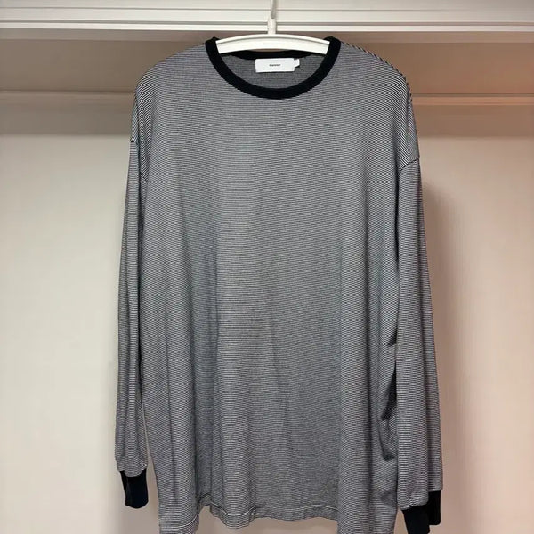 [BUNJANG] Graphpaper Narrow Border T-Shirt Navy x White / 그라프페이퍼 네로우 보더티 1