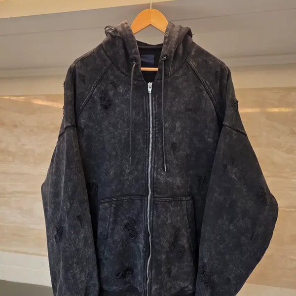 [BUNJANG] JUUN.J Broken Distressed Hoodie Zip-Up / [M]준지 브로큰 디스 후드집업