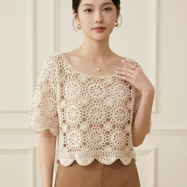 [BUNJANG] Juicy Couture Crochet Lace Knit XS Cotton 100% Pristine Condition / 쥬시꾸뛰르 크로셰 레이스 니트 XS | 코튼100% | 한섬정품 | 상태최상