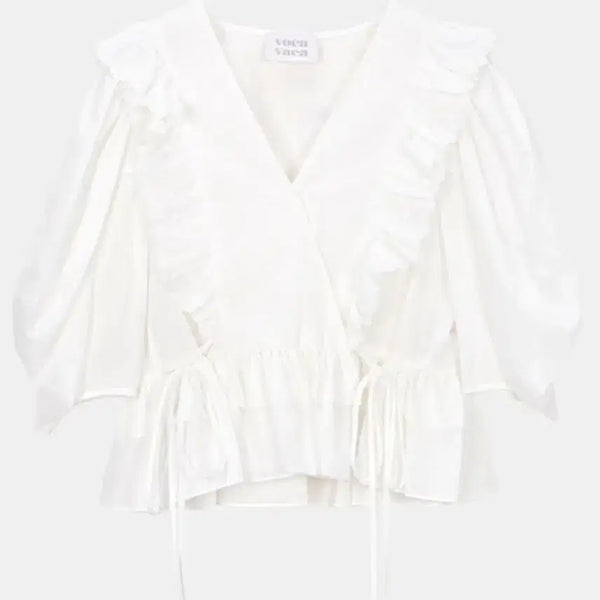 [BUNJANG] BOCAVACA White Frill Blouse / 보카바카 화이트 프릴 블라우스