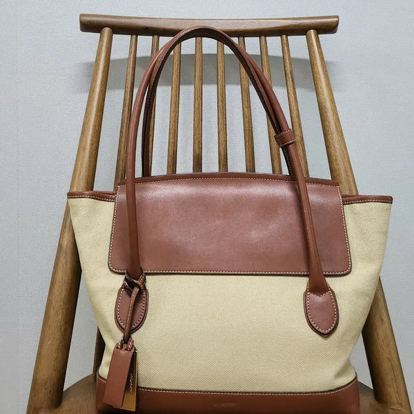 [BUNJANG] Joy Gryson Cape Tote Bag Shoulder Bag - Cowhide + Canvas / 조이그라이슨 케이프 토트백 숄더백 / 소가죽 + 캔버스 여성가방