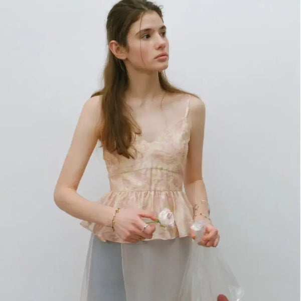 [BUNJANG] Sinsden Flor V-Neck Peplum Top / 신스덴 플로르 브이넥 페플럼 탑