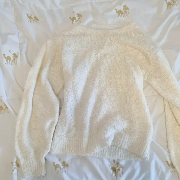 [BUNJANG] White Angora Knit Sweater / 화이트 앙고라 니트