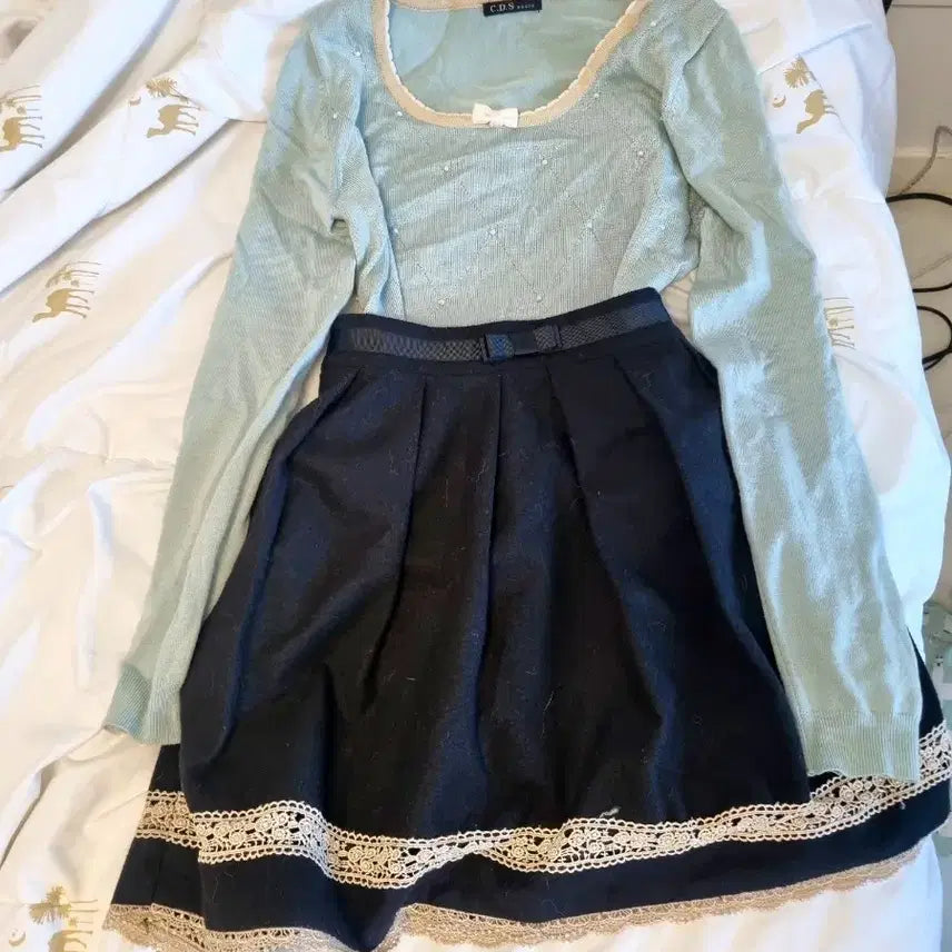 [BUNJANG] Vintage Knit Top & Skirt Set / 빈티지 셋업