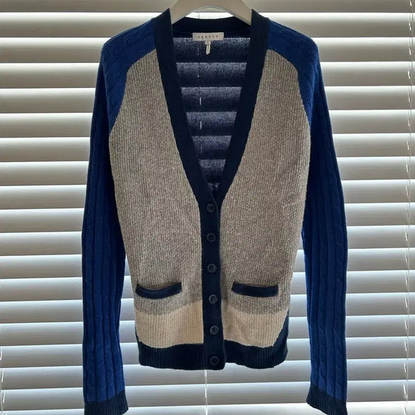 [BUNJANG] Sandro Colorblock Cardigan Slim Fit / 산드로 배색 가디건 슬림핏