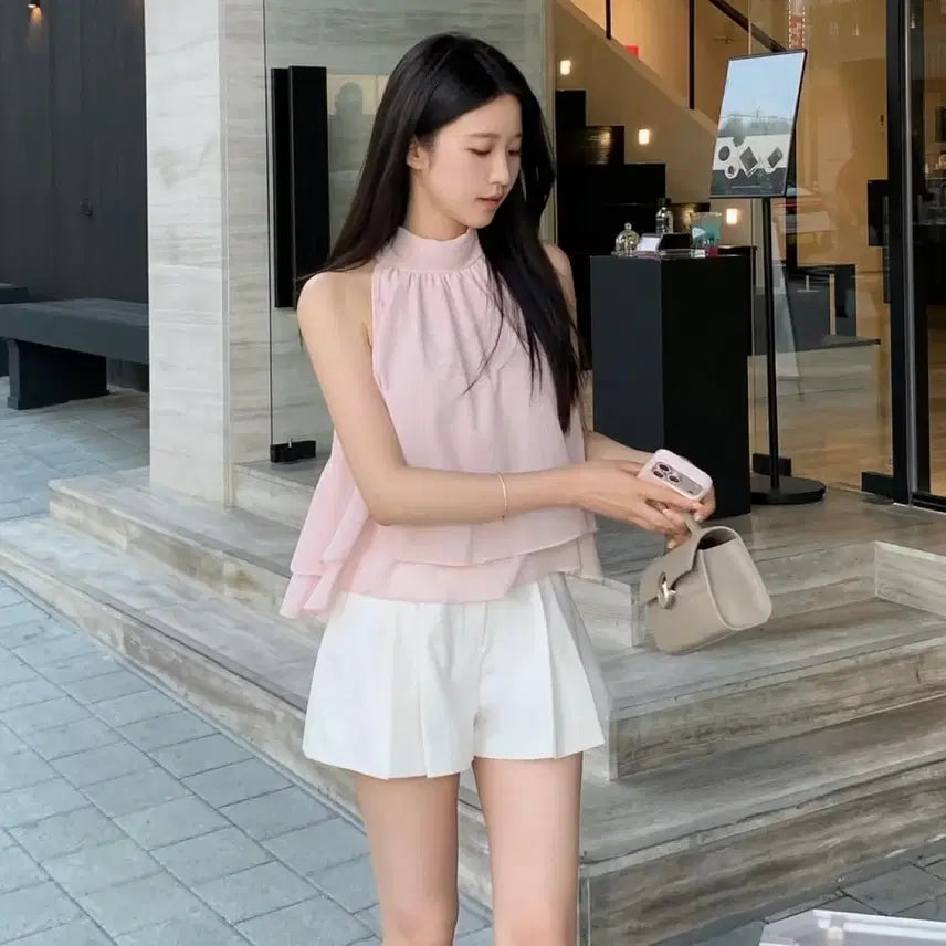 [BUNJANG] Becotton White Pleated Shorts (Size S) / 비코튼 becotton 쇼츠 팬츠 화이트 pleats shorts white (s사이즈)