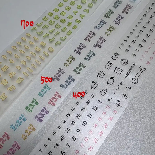[BUNJANG] Korean Alphabet, Day of the Week, Number Stickers - Kiss Cut / Washi Tape Set / 한글, 요일, 숫자 키스컷 / 마테띵