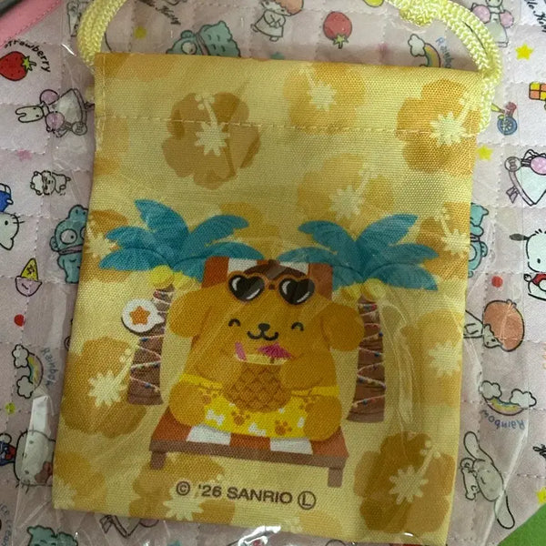 [BUNJANG] Sanrio Pompompurin Drawstring Pouch / 산리오 태닝 폼폼푸린 복조리 파우치
