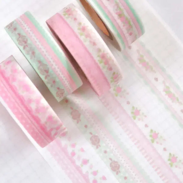 [BUNJANG] Pearly Baton Rose Garden Washi Tape Set (4 types) / [4종set]펄리버튼 로즈가든 마테