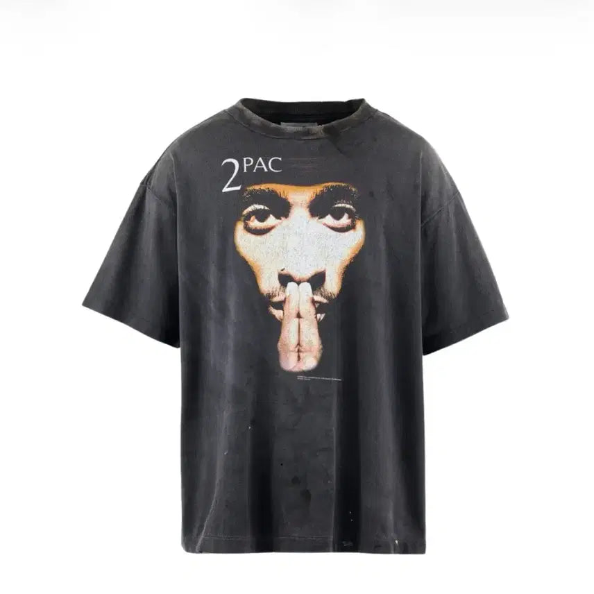 [BUNJANG] Saint Michael x 2Pac Short Sleeve T-Shirt Black XXL / [XXL] 세인트 마이클 x 투팍 숏슬리브 티셔츠 반팔 블랙 - 25SS