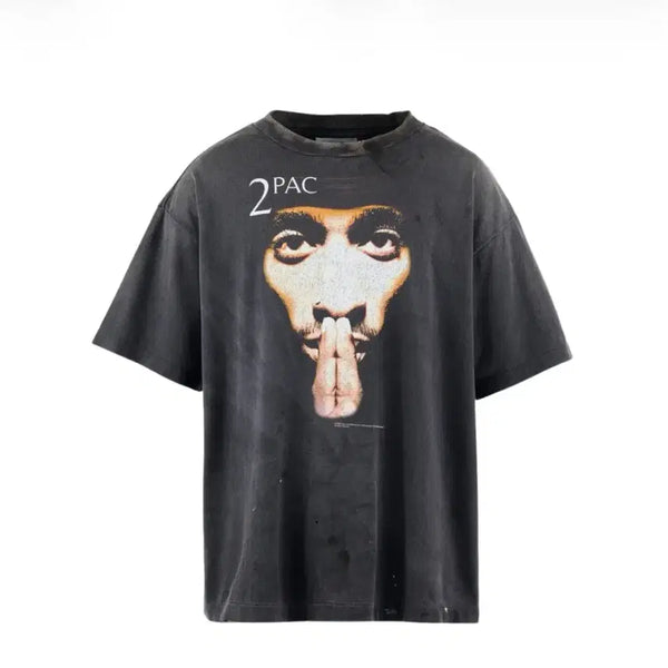 [BUNJANG] Saint Michael x 2Pac Short Sleeve T-Shirt Black XXL / [XXL] 세인트 마이클 x 투팍 숏슬리브 티셔츠 반팔 블랙 - 25SS