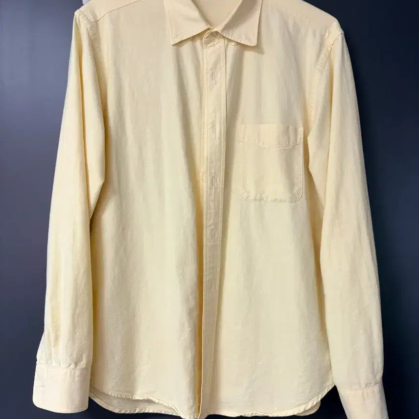 [BUNJANG] Uniqlo GU Light Yellow Cotton Shirt - Size M / 유니클로 GU 지유 연노랑 버터색 셔츠 M