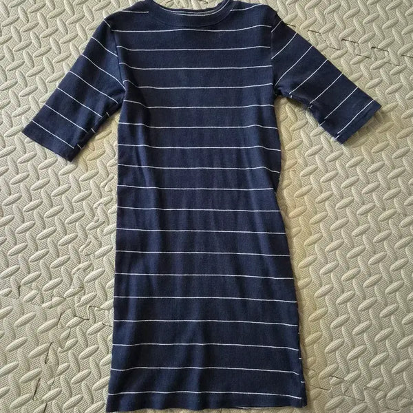 [BUNJANG] Navy Stripe Long T-Shirt Size S / 네이비 스트라이프 롱티셔츠 s사이즈
