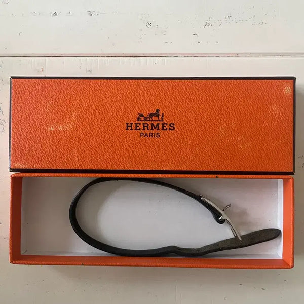 [BUNJANG] Hermes Slim Leather Strap with Silver H Buckle / 에르메스 실버 H 버클 슬림 가죽 스트랩 (22.5cm)