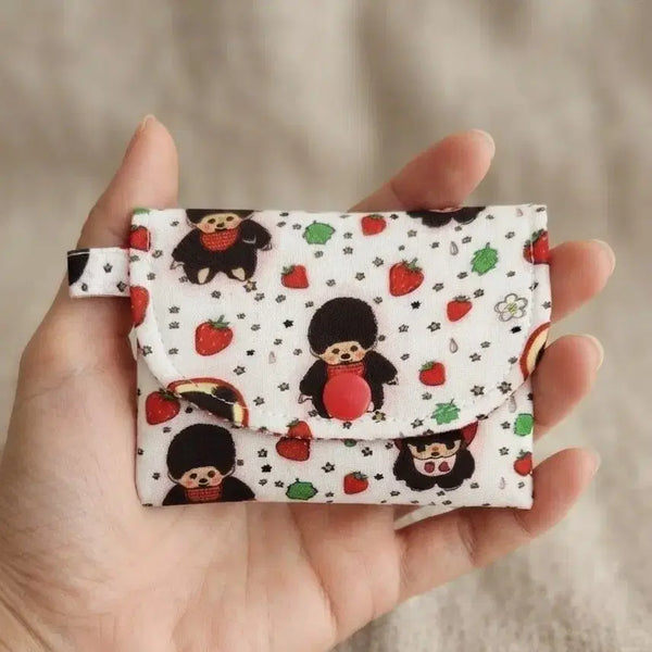 [BUNJANG] Monchhichi Strawberry Pattern Snap Card Holder / 몬치치  카드지갑