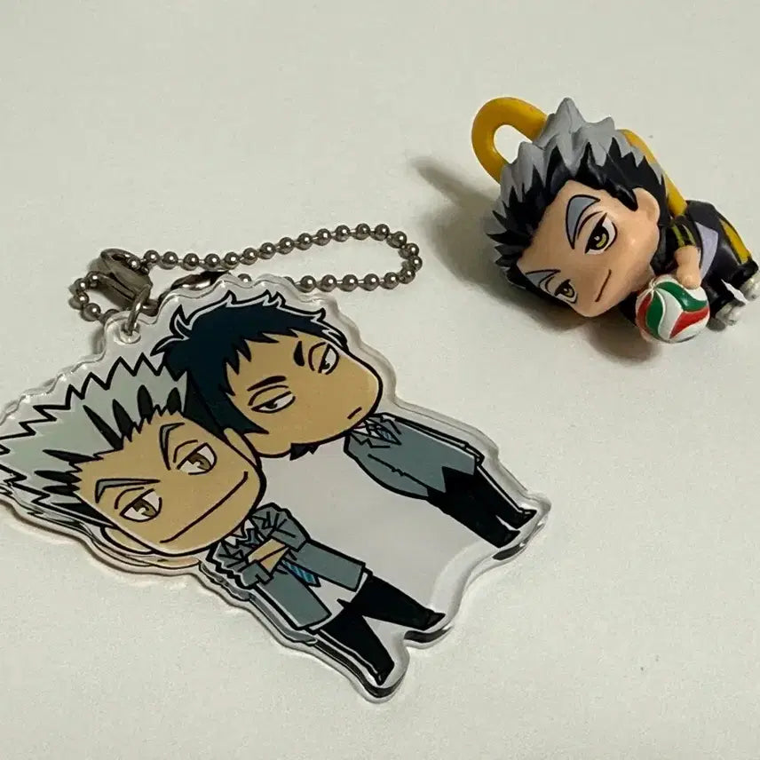 [BUNJANG] Haikyuu!! Bokuto Koutarou & Akaashi Keiji Acrylic Keychain & Clip Set / 보쿠아카 키링 &보쿠토집게
