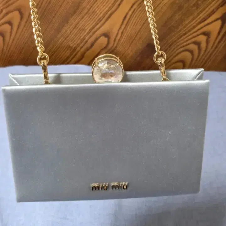 [BUNJANG] Miu Miu Satin Jewelry/Crystal Chain Bag / [정품 / 더스트백] 미우미우 새틴 주얼리/크리스탈 체인백