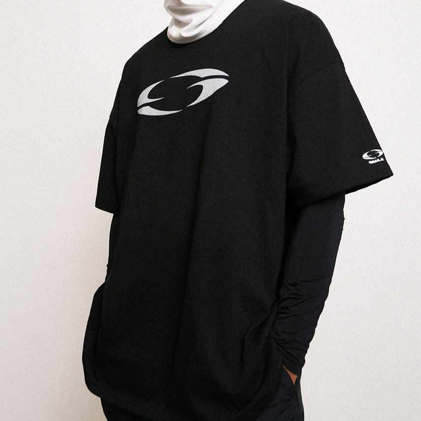 [BUNJANG] Grailz Men's Graphic Black Round Neck Oversized Short Sleeve T-Shirt (Size 100-105) / 그레일즈 남성 그래픽 블랙 라운드 반팔 티셔츠 오버핏 100-105