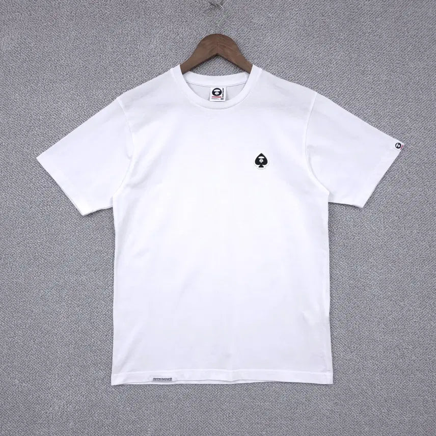 [BUNJANG] A Bathing Ape 25SS Men's Emblem Patch Solid White T-Shirt / 에이프 [베이프] 나우 25SS 남성 엠블럼패치 솔리드 화이트 반팔 티셔츠 95