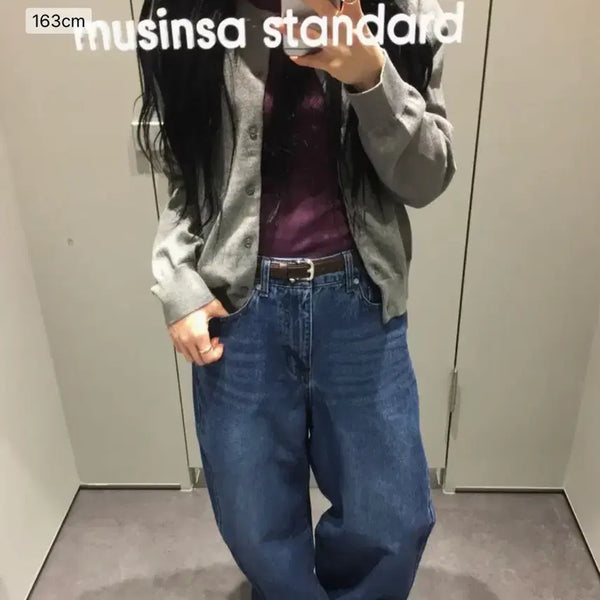 [BUNJANG] Musinsa Standard Women's Curved Denim Pants Medium Indigo / 무신사 스탠다드 우먼 우먼즈 커브드 데님 팬츠 미디엄 인디고
