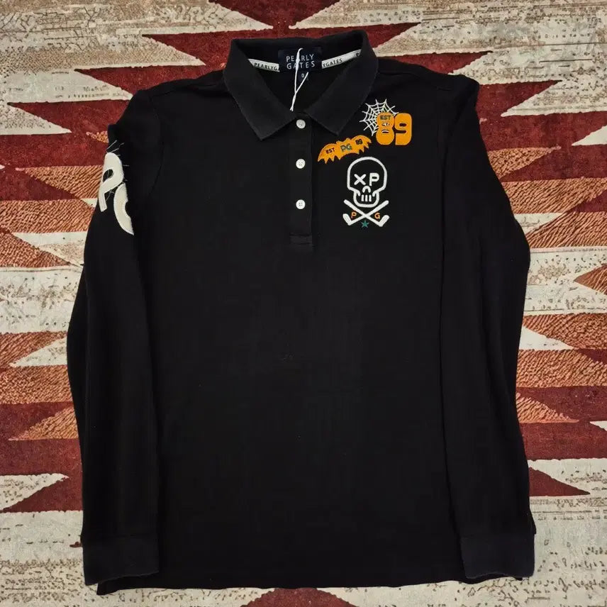 [BUNJANG] Pargates Women's Golfwear Skull Logo Turtleneck Long Sleeve Polo Shirt / 파리게이츠 여성 골프웨어 스컬 로고 터틀넥 긴팔 카라티 (0)