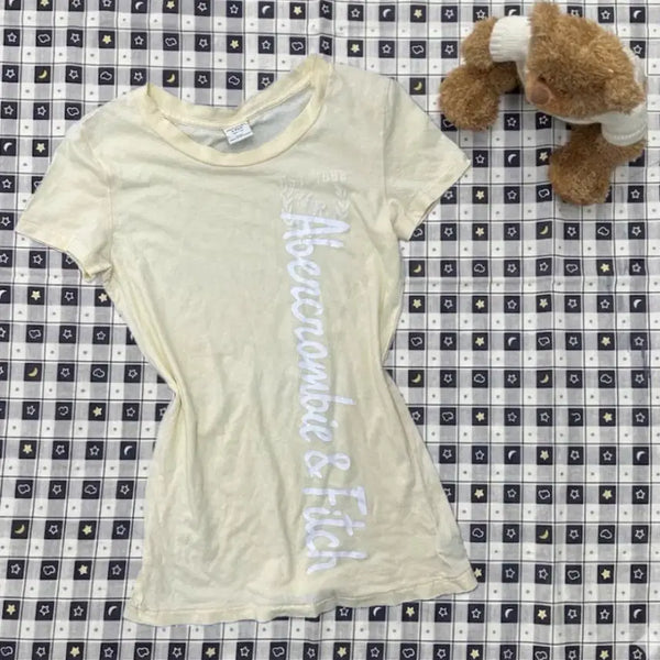 [BUNJANG] Abercrombie & Fitch Slim Fit Y2K Printing T-Shirt / 아베크롬비 슬림핏 Y2K 프린팅 여리여리 반팔 티셔 츠