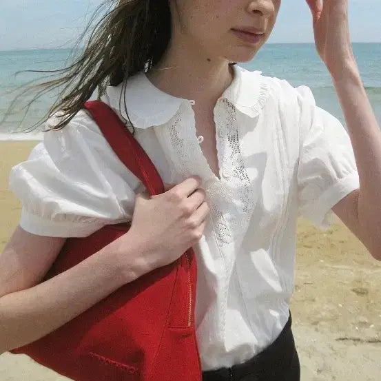 [BUNJANG] Smooth Mood White Lace Blouse / 스무드무드 화이트 레이스 블라우스