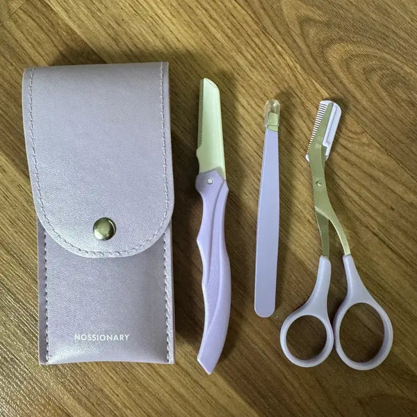 [BUNJANG] Notary Eyebrow Grooming Set - Lavender / 노셔너리 눈썹 칼 세트 라벤더 눈썹정리 눈썹칼 눈썹가위 핀셋 쪽집게