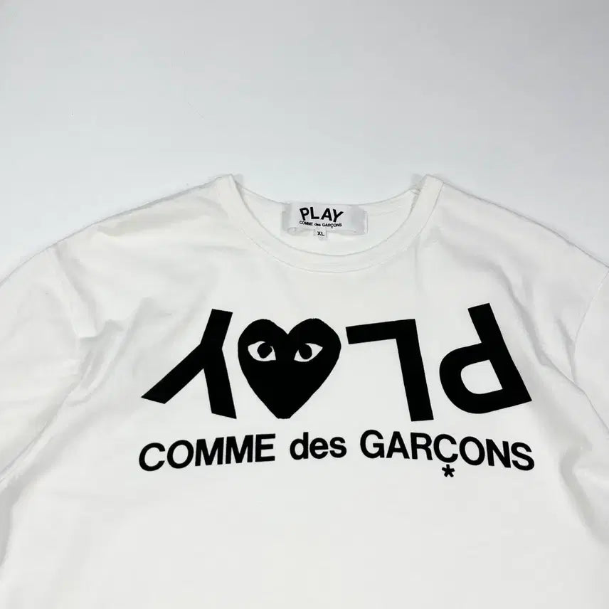 [BUNJANG] Comme des Garçons Play Logo White T-Shirt XL / 꼼데가르송 플레이로고 화이트 반팔티셔츠 (XL)