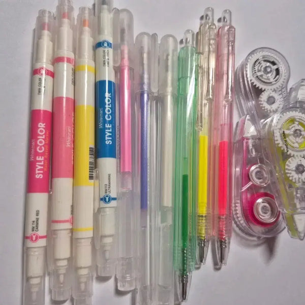[BUNJANG] Assorted Stationery Bundle (Highlighters, Gel Pens, Correction Tape) / 필기구 문구 일괄