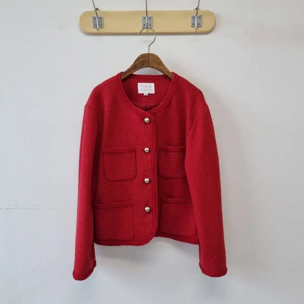 [BUNJANG] Vocavaca Red Wool Tweed Jacket M / 보카바카 레드 울 트위드 자켓 M