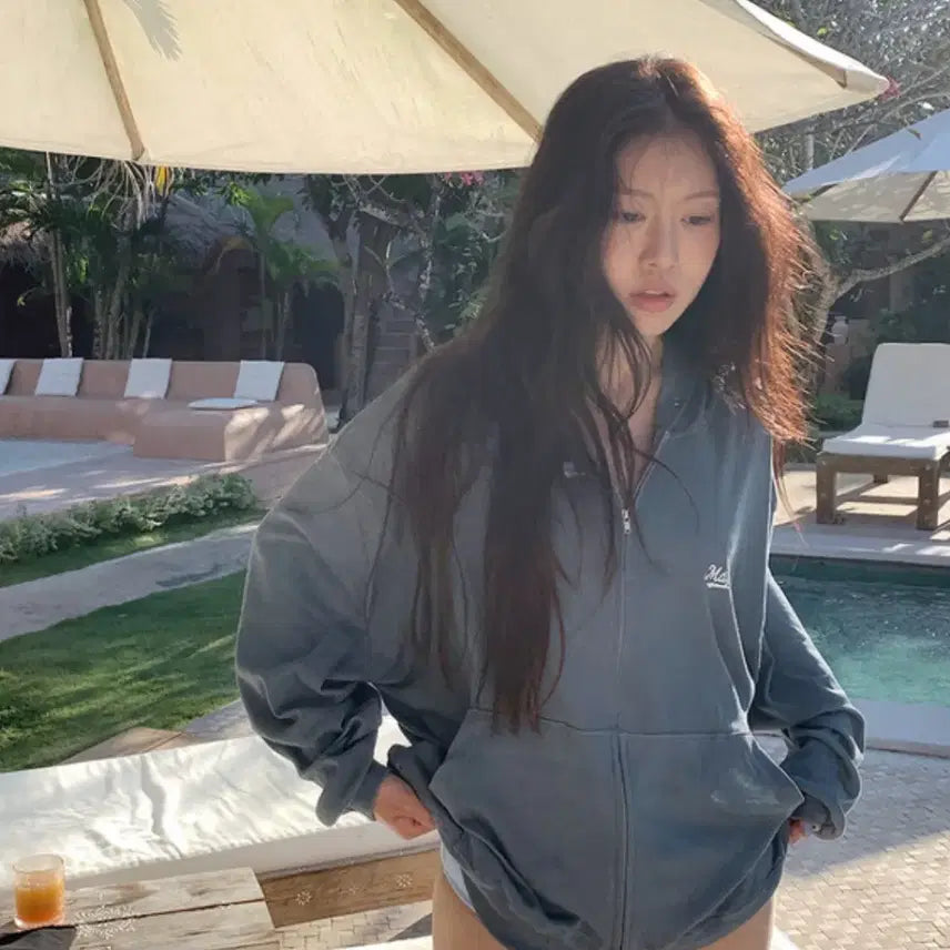 [BUNJANG] Underbee Vintage Summer Hooded Zip-Up Charcoal Green / (새상품)언더비 빈티지 썸머 후드집업 차콜그린