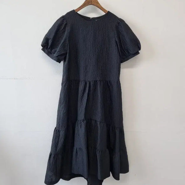 [BUNJANG] DewyDewy Black Embossed Long Dress / 듀이듀이 블랙 엠보 롱 원피스
