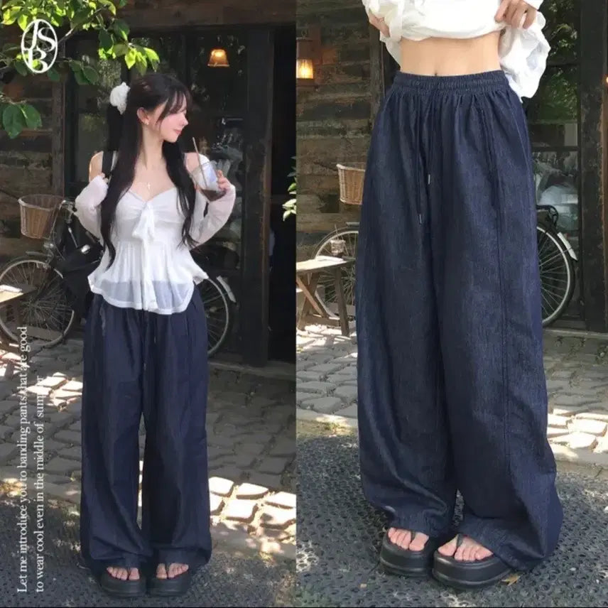 [BUNJANG] Summer Raw Denim Wide Cargo Pants / 여름 생지 진청 와이드팬츠 조거팬츠