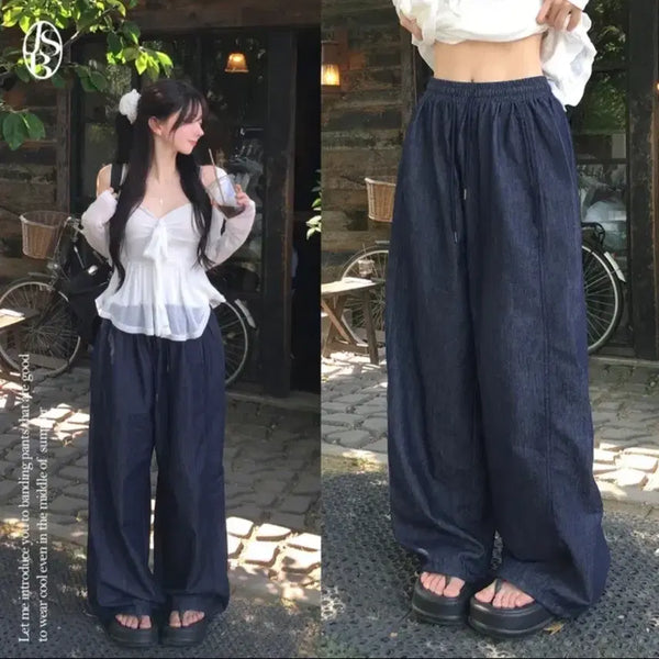 [BUNJANG] Summer Raw Denim Wide Cargo Pants / 여름 생지 진청 와이드팬츠 조거팬츠