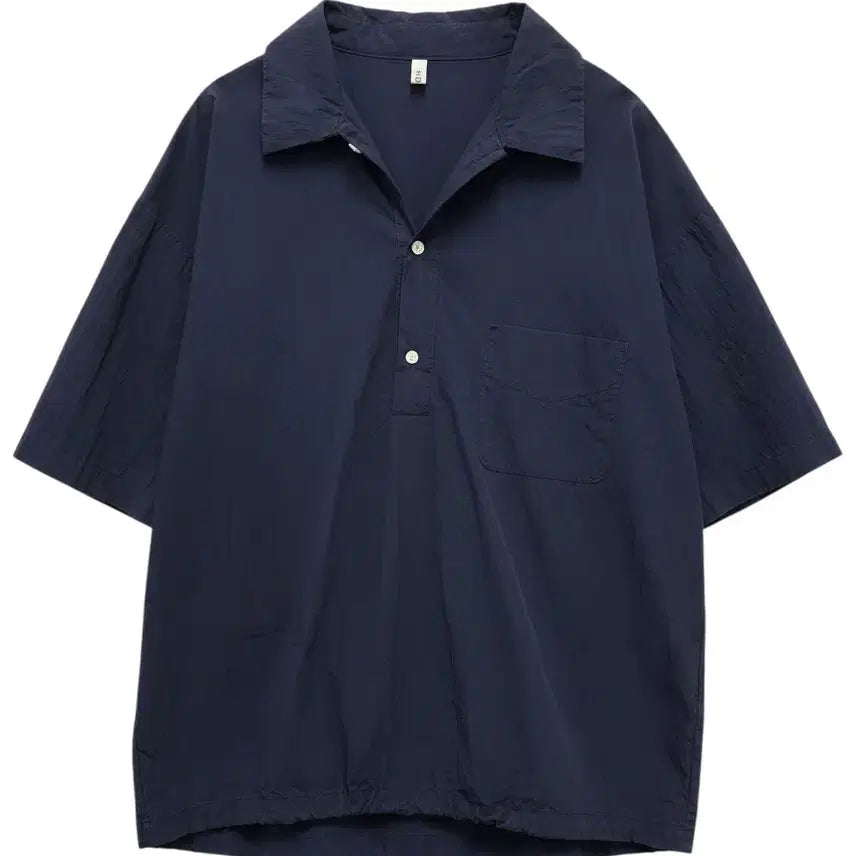 [BUNJANG] MOLE Men's Seersucker Half-Open Short-Sleeve Shirt / 남성F/ MOLE 바스락 스트링 반팔 반오픈 셔츠티 빈티지킹