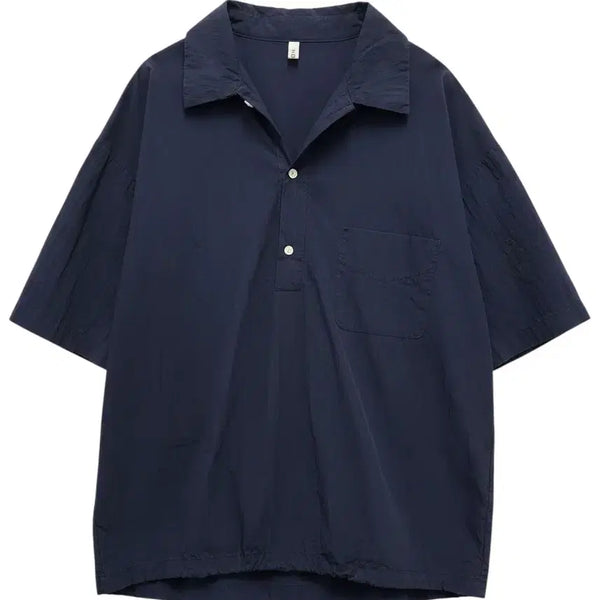 [BUNJANG] MOLE Men's Seersucker Half-Open Short-Sleeve Shirt / 남성F/ MOLE 바스락 스트링 반팔 반오픈 셔츠티 빈티지킹