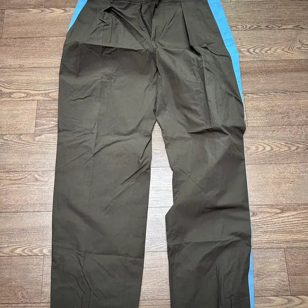 [BUNJANG] Valentino Khaki & Blue Color Blocked Wool Slacks - Size 50 / 발렌티노 팬츠 카키 블루 배색 슬랙스 50사이즈 (32-34)