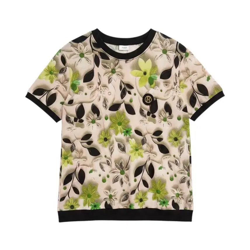 [BUNJANG] Women's Plus Size 5XL Floral Pattern Short Sleeve Blouse / 여성5XL/ 플라워 패턴 반팔 블라우스 티 빅사이즈 빈티지킹