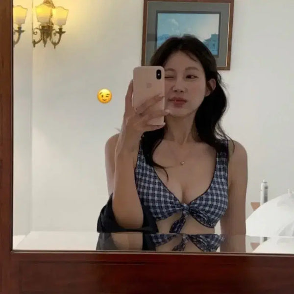 [BUNJANG] Lilycots Check Pattern Bikini Swimsuit / 릴리코츠 비키니 수영복 새상품