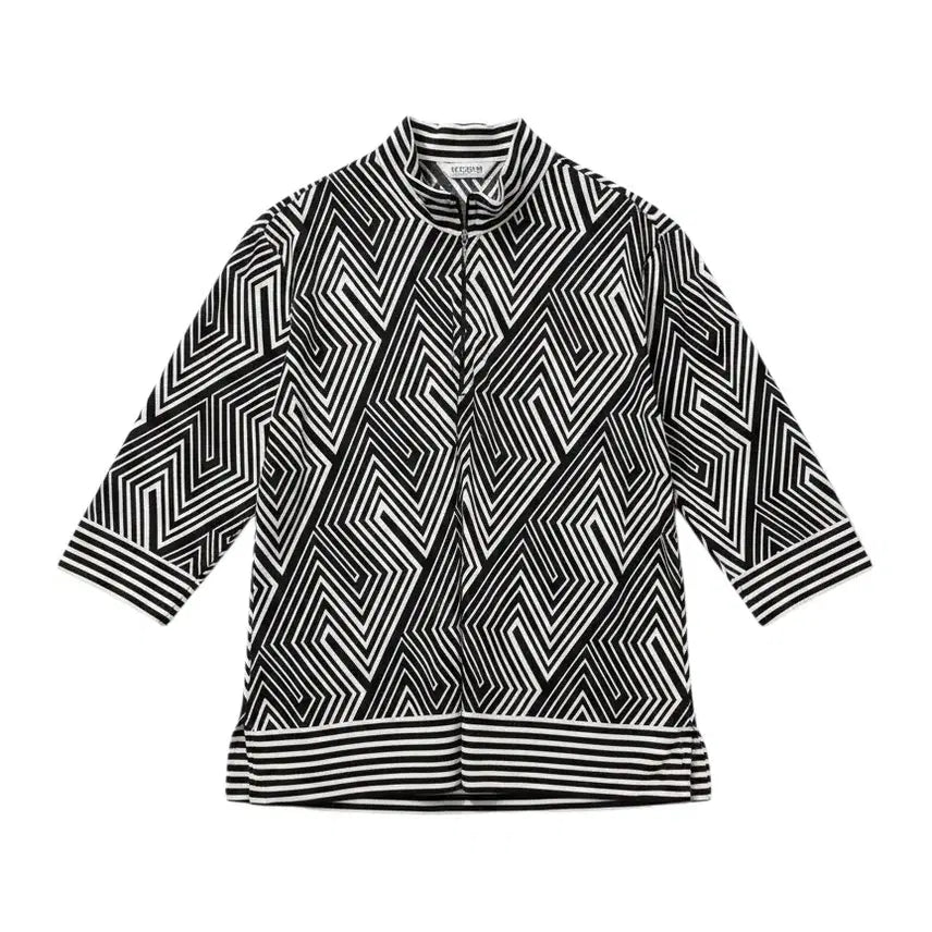 [BUNJANG] Vintage Geometric Pattern Blouse Top - Women's Size Plus / 여성99/ 나드리예 기하학무늬 블라우스티 빅사이즈 빈티지킹